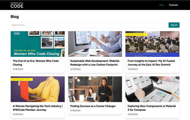 Women Who Code: Legacy Landing Page